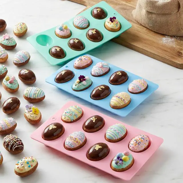 Alt view image 4 of 7 - 3Pcs 8-Cavity Easter Silicone Egg Molds, Egg Shaped Cake Pop Mold, Baking Supplies for Making Chocolate Jello Candy Dessert Muffin Mousse Pastry