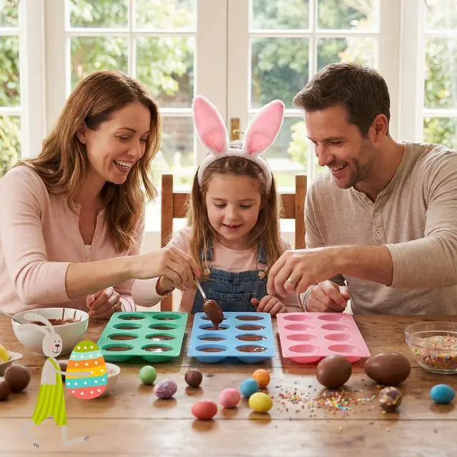 Alt view image 5 of 7 - 3Pcs 8-Cavity Easter Silicone Egg Molds, Egg Shaped Cake Pop Mold, Baking Supplies for Making Chocolate Jello Candy Dessert Muffin Mousse Pastry