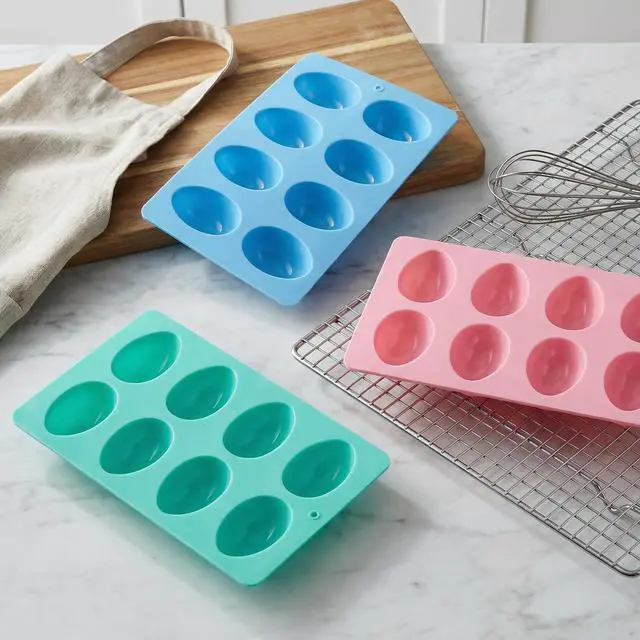 Alt view image 7 of 7 - 3Pcs 8-Cavity Easter Silicone Egg Molds, Egg Shaped Cake Pop Mold, Baking Supplies for Making Chocolate Jello Candy Dessert Muffin Mousse Pastry