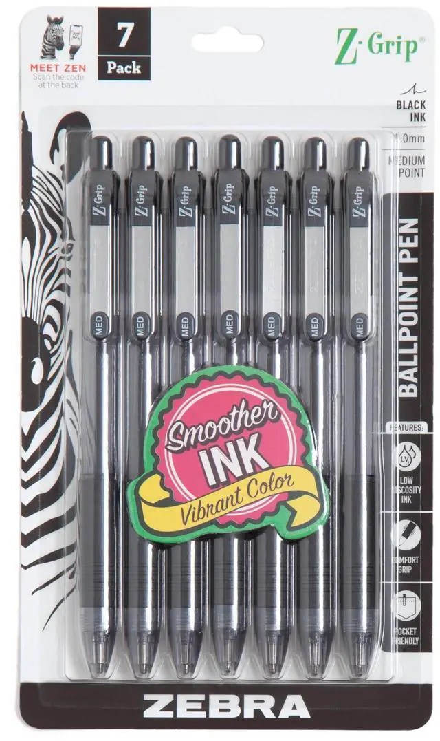 Main image of Z-Grip Retractable Ballpoint Pen, Black Ink, 1.0mm, 7-Pack