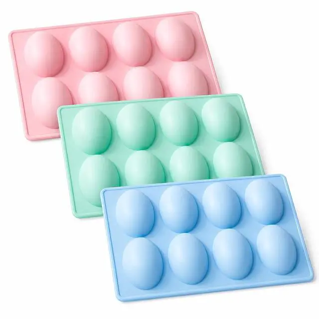 Main image of Egg Molds Silicone 3-Pack, Candy Egg Mold for Chocolate, Yogurt Bites, Smoothie Cubes & Mini Desserts, Silicone Baking Molds Shapes for Healthy Snack Prep, Dessert DIYFreezer Oven Dishwasher Safe