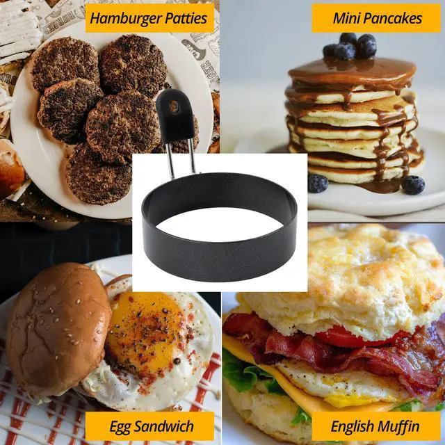 Alt view image 6 of 7 - Egg Rings, 3.5'', Nonstick, Professional and Large, Stainless Steel Omelet/Egg Rings For Frying Eggs and Egg Mcmuffins, Egg Mold For Breakfast, Mini Pancakes, and Fried Eggs