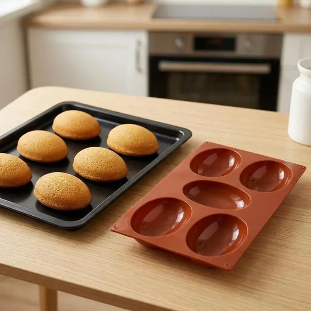 Alt view image 6 of 7 - 5-Cavity Silicone Easter Egg Molds Set of 2 Silicone Egg Baking Molds Baking Supplies for Cake Decorating Chocolate Candy