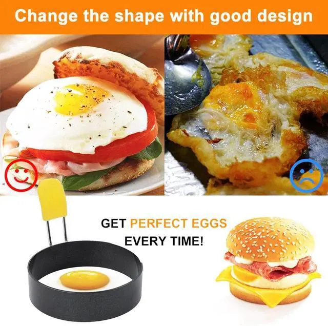 Alt view image 4 of 7 - 4 Inch Large Egg Rings for Frying Eggs, 2 Pack Stainless Steel Egg Cooking Rings Nonstick Round Egg Shaper Mold with Anti-scald Handle for English Muffins Pancake Cooking Griddle