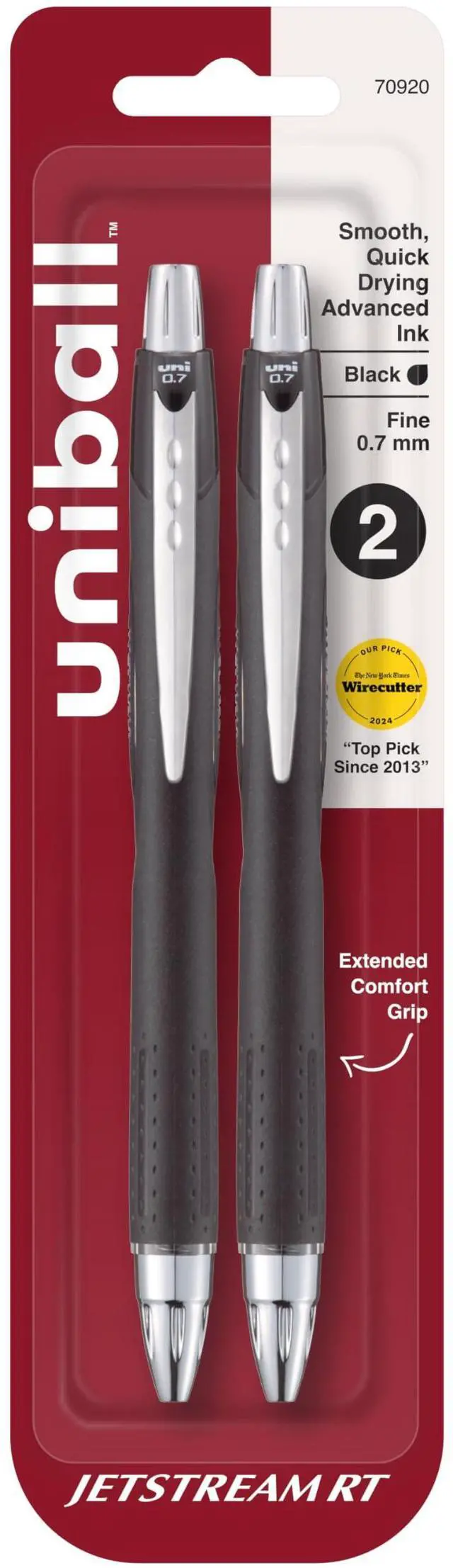 Main image of Jetstream RT Ballpoint Pens, Black Ink, 0.7mm Fine Point, 2 Count