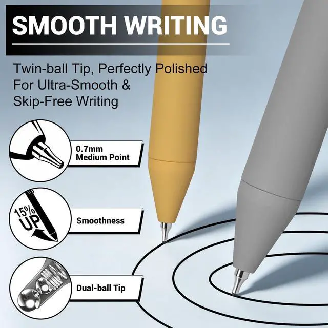 Alt view image 2 of 7 - Smooth Writing Pens, 12 Pcs No Bleed & Smear, Black Ink Fine Point (0.7mm), Quick-Dry Retractable Gel Pens for Journaling, Note Taking, Office & Back-to-School Supplies