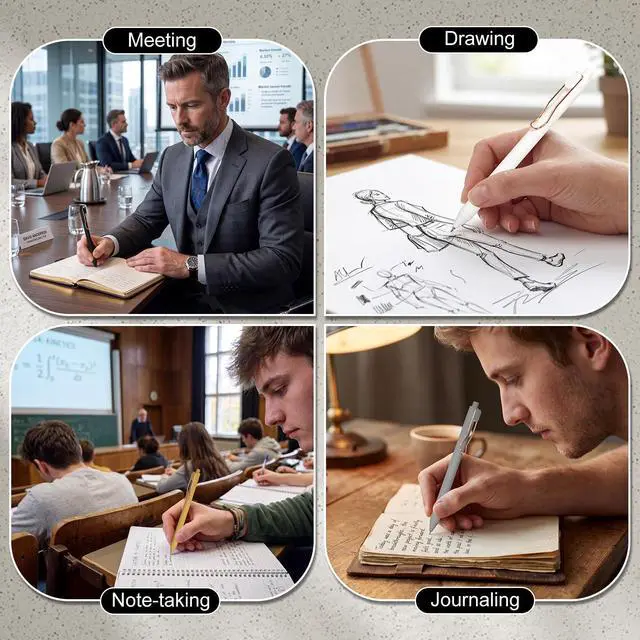 Alt view image 6 of 7 - Smooth Writing Pens, 12 Pcs No Bleed & Smear, Black Ink Fine Point (0.7mm), Quick-Dry Retractable Gel Pens for Journaling, Note Taking, Office & Back-to-School Supplies