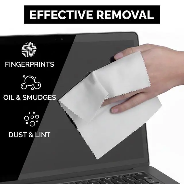 Alt view image 6 of 7 - Microfiber Cleaning Cloths 6 Pack 6x7Inch LintFree Lens & Screen Cleaner Eyeglass Camera Phone Tablet TV Cloth Reusable ScratchFree StreakFree 3 Dark Grey & 3 White Individually Wrapped