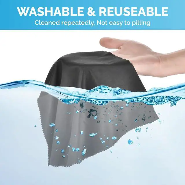 Alt view image 5 of 7 - Microfiber Cleaning Cloths 6 Pack 6x7Inch LintFree Lens & Screen Cleaner Eyeglass Camera Phone Tablet TV Cloth Reusable ScratchFree StreakFree 3 Dark Grey & 3 White Individually Wrapped