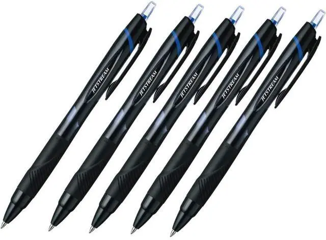Main image of Jetstream Extra Fine Point Retractable Roller BallpointPens,-rubber Grip Type -0.7mm-Blue Ink-value Set of 5
