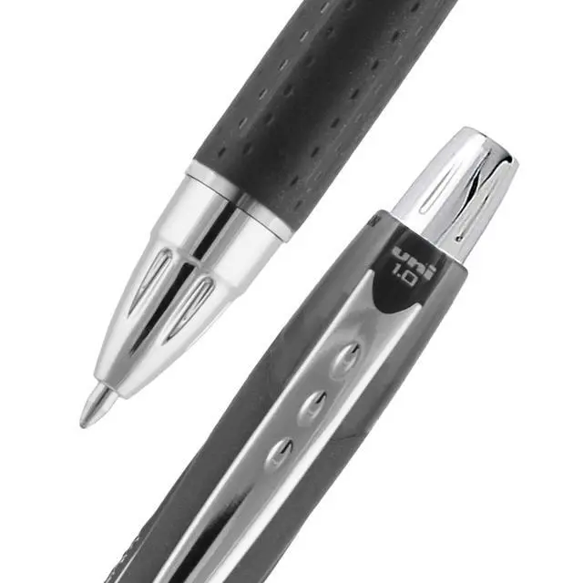 Alt view image 4 of 6 - JetStream RT Retractable Ballpoint Pens, Bold Point, 1.0 mm, Black Barrel, Blue Ink, Pack Of 3