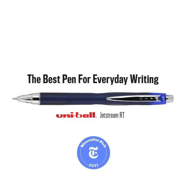Alt view image 6 of 6 - JetStream RT Retractable Ballpoint Pens, Bold Point, 1.0 mm, Black Barrel, Blue Ink, Pack Of 3