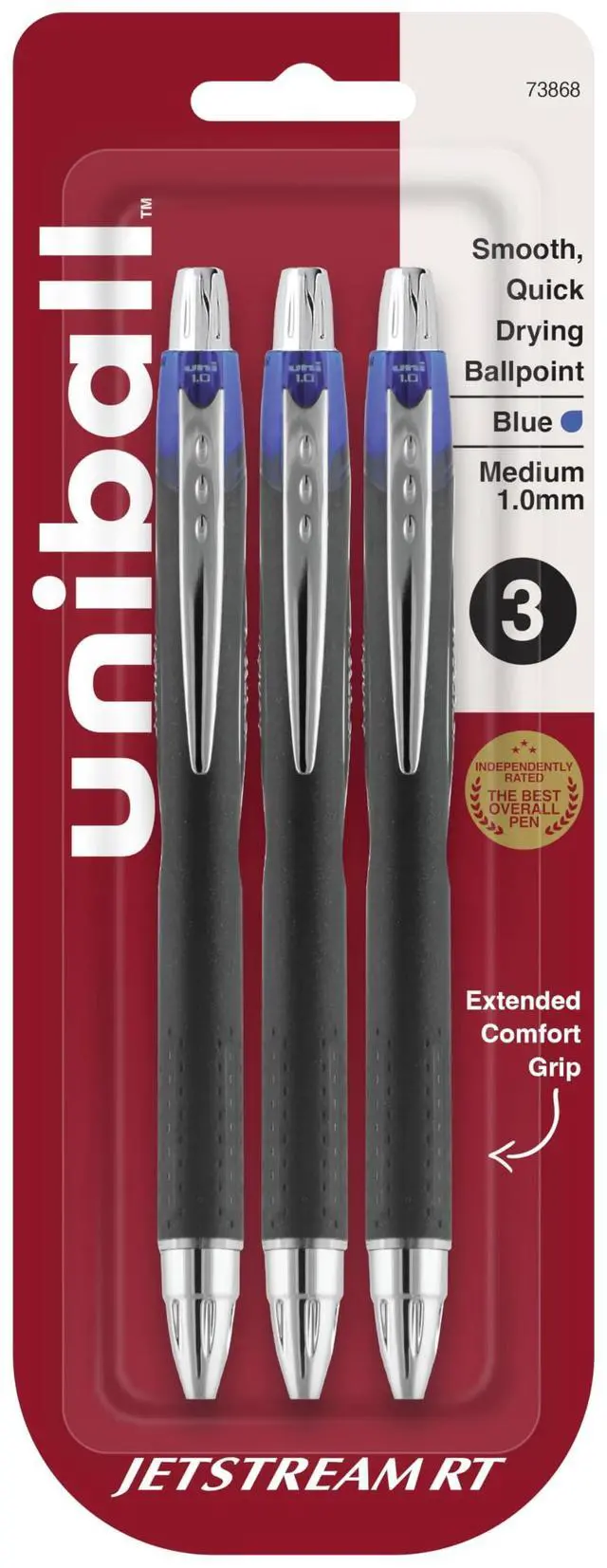 Main image of Jetstream RT Ballpoint Pens, Blue Ink, 1.0mm Medium Point, 3 Count
