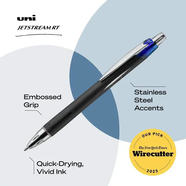 Alt view image 3 of 6 - Jetstream RT Ballpoint Pens, Blue Ink, 1.0mm Medium Point, 3 Count