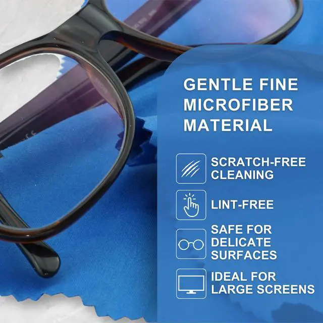 Alt view image 6 of 7 - Microfiber Cleaning Cloth - 7x6'' Microfiber Cloth - Pack of 6 Blue Lens Cleaning Wipes - Cleaning Cloth for Glasses, Eyeglasses, Camera Lens & Phones