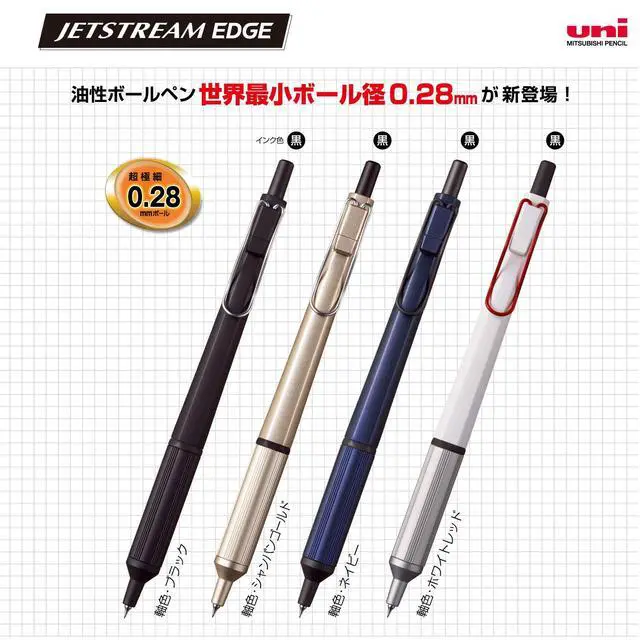 Alt view image 3 of 6 - Jetstream EDGE 0.28mm Oil-based Ballpoint Pen, Black Body (SXN100328.24)