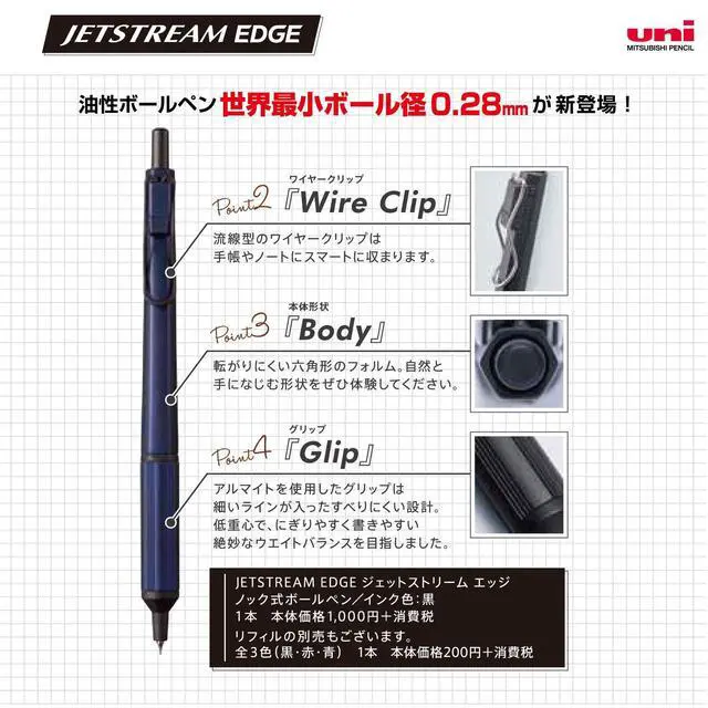 Alt view image 5 of 6 - Jetstream EDGE 0.28mm Oil-based Ballpoint Pen, Black Body (SXN100328.24)