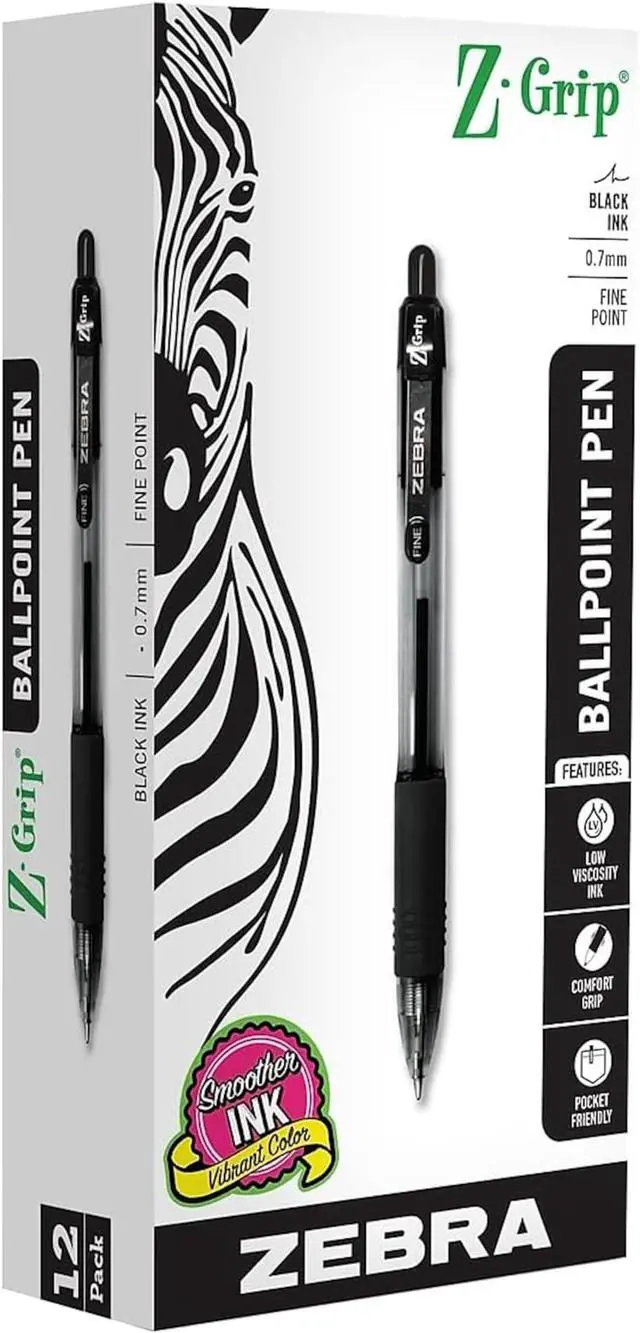 Main image of Z-Grip Retractable Ballpoint Pen, Black Ink, 0.7mm, 12-Pack