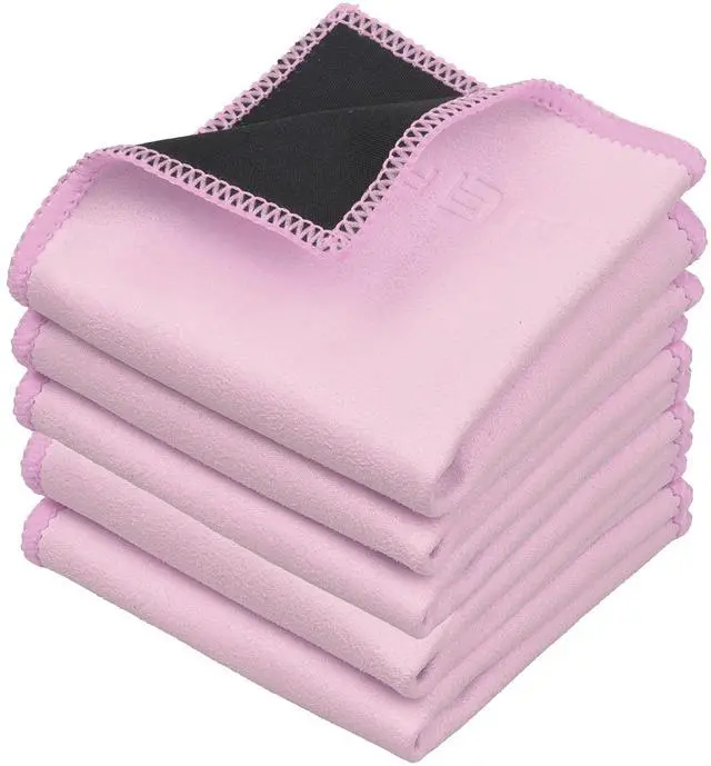 Main image of Microfiber Cleaning Cloths Double-Sided - 5 Pack - 6.6 x 6.2 inch - Microfiber and Suede Cloth for Smartphones, LCD TV, Tablets, Laptop Screens, Camera Lenses (Pink)