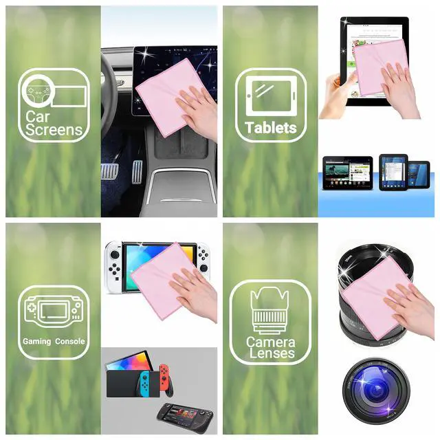 Alt view image 6 of 7 - Microfiber Cleaning Cloths Double-Sided - 5 Pack - 6.6 x 6.2 inch - Microfiber and Suede Cloth for Smartphones, LCD TV, Tablets, Laptop Screens, Camera Lenses (Pink)