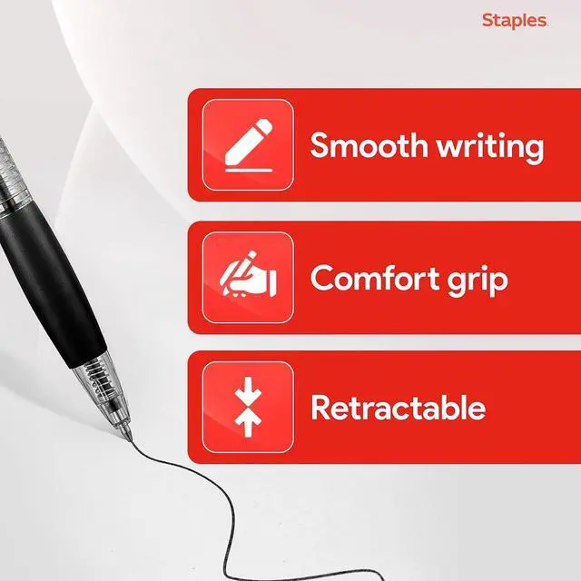 Alt view image 3 of 7 - Retractable Ballpoint Pens, Fine Point, Black Ink, 12 Pack Smooth, Reliable Writing Pens for Office & School Use