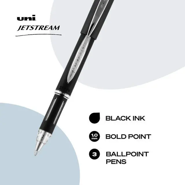 Alt view image 2 of 7 - Jetstream Ballpoint Pens, Medium Point (1.0mm), Black, 3 Pack