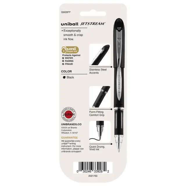 Alt view image 7 of 7 - Jetstream Ballpoint Pens, Medium Point (1.0mm), Black, 3 Pack