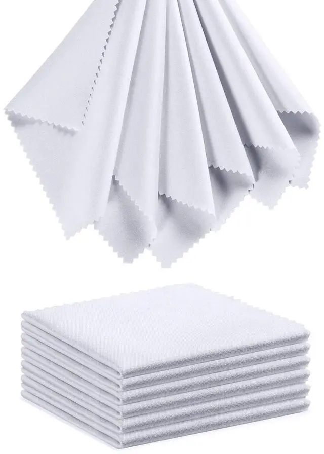 Main image of Eyeglass Cleaning Cloth Glasses Cleaner 12Pack Microfiber Lens Cleaner Eyewear Sunglass Wipes for Glass Jewelry Screen Camera Lint Free Thick 5x6 Inch (White, 5x6)