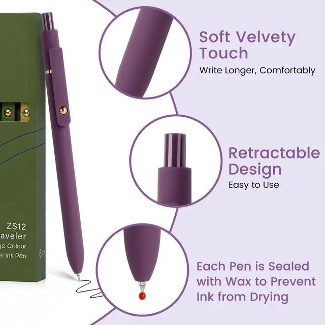 Alt view image 3 of 7 - Gel Pens 6pcs 0.7mm Fine Point Black Ink Quick Dry Pens