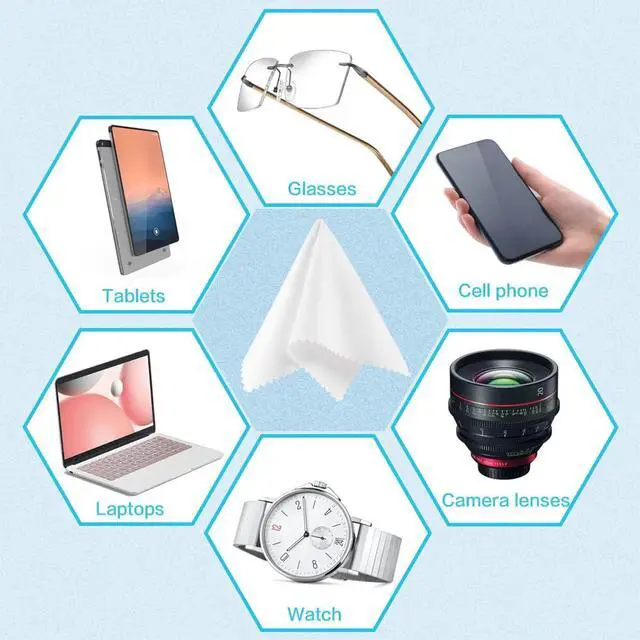 Alt view image 4 of 7 - Eyeglass Cleaning Cloth Glasses Cleaner 12Pack Microfiber Lens Cleaner Eyewear Sunglass Wipes for Glass Jewelry Screen Camera Lint Free Thick 5x6 Inch (White, 5x6)