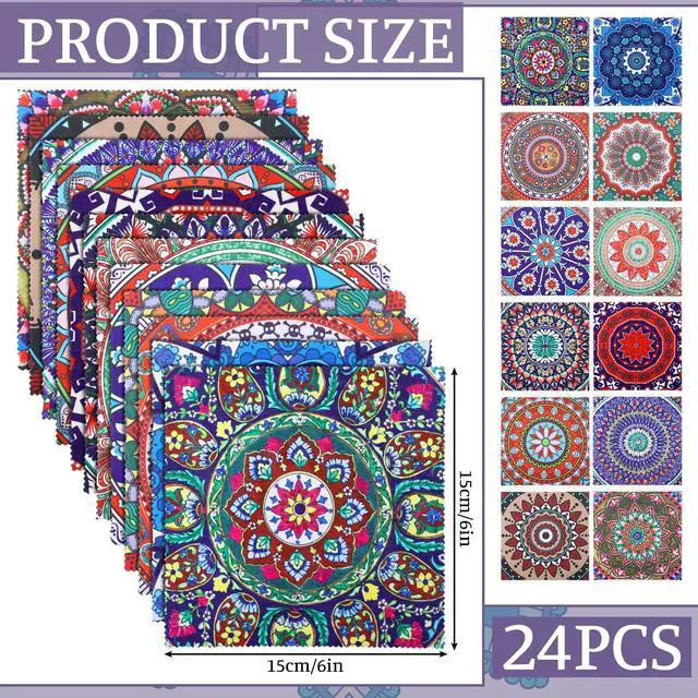 Alt view image 2 of 6 - 24 Pcs Mandala Eyeglasses Cleaning Cloths Microfiber Lens Cleaning Cloths Soft Reusable Glasses Tools for Eyeglasses Camera Lens Cell Phone Screen Glasses 6 x 6 Inches