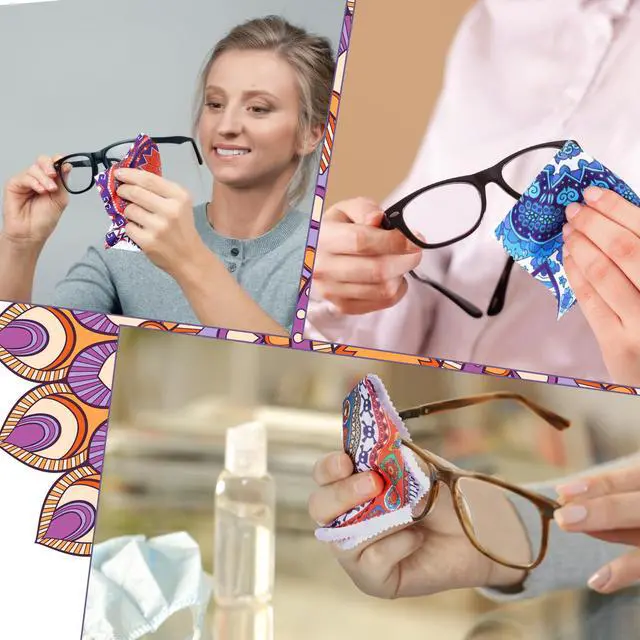 Alt view image 5 of 6 - 24 Pcs Mandala Eyeglasses Cleaning Cloths Microfiber Lens Cleaning Cloths Soft Reusable Glasses Tools for Eyeglasses Camera Lens Cell Phone Screen Glasses 6 x 6 Inches