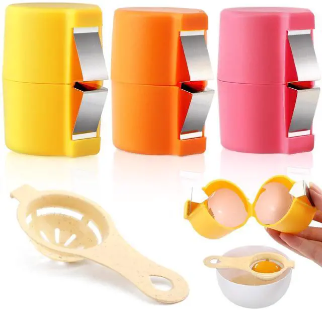 Main image of 3 Pcs Egg Shell Opener,with Egg Yolk White Separator Handheld Eggs Breaker Baking Kitchen Tools Multifunctional Eggs Breaker and Separator for Cooking Camping Kitchen Gadgets(SIZE:3 pcs)
