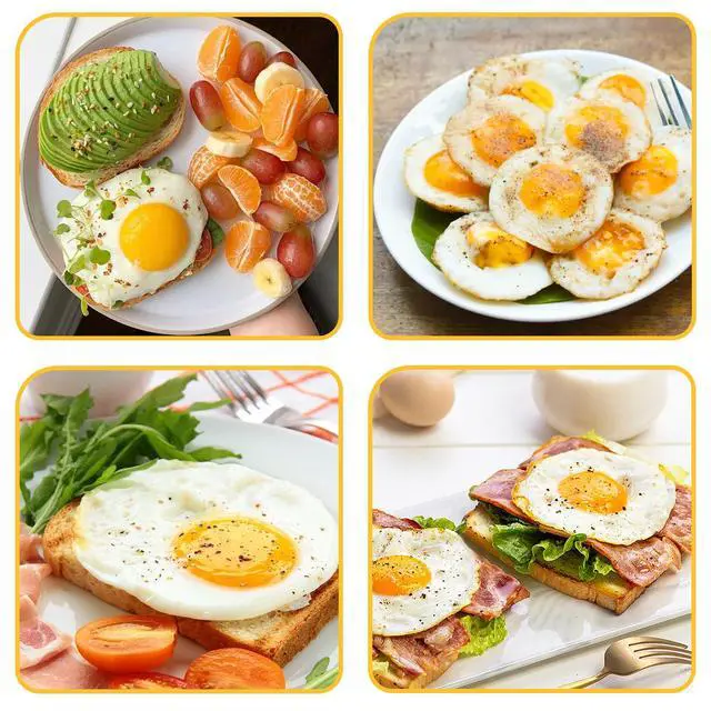 Alt view image 7 of 7 - 2 Pack Black Nonstick Silicone Egg Rings, Upgraded Leak-proof Liquid Egg Bite Mold, Egg Mold for Frying eggs and Breakfast Sandwiches, Pancake