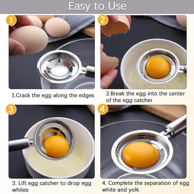 Alt view image 3 of 6 - Egg Separator,Stainless Steel Egg Yolk White Separation Tool