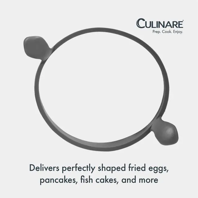 Alt view image 3 of 7 - Culinare Silicone Egg Ring Heat-Resistant Round Frying Ring for Perfect Eggs, Pancakes & Patties Built-In Handles, Stain & Odour Resistant 9cm Non-Stick Mold, Easy to Clean, Grey
