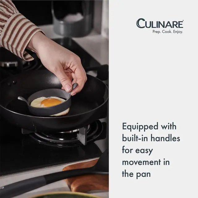 Alt view image 5 of 7 - Culinare Silicone Egg Ring Heat-Resistant Round Frying Ring for Perfect Eggs, Pancakes & Patties Built-In Handles, Stain & Odour Resistant 9cm Non-Stick Mold, Easy to Clean, Grey