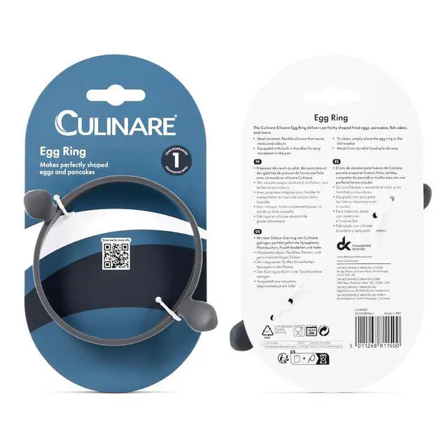 Alt view image 7 of 7 - Culinare Silicone Egg Ring Heat-Resistant Round Frying Ring for Perfect Eggs, Pancakes & Patties Built-In Handles, Stain & Odour Resistant 9cm Non-Stick Mold, Easy to Clean, Grey