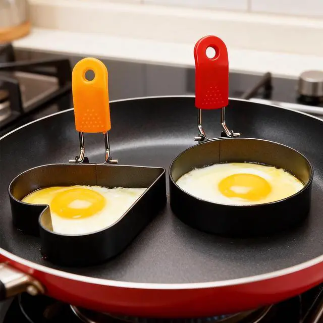 Alt view image 6 of 7 - Egg Rings for Frying Eggs Griddle,Egg Mold for Breakfast Sandwiches Shaper