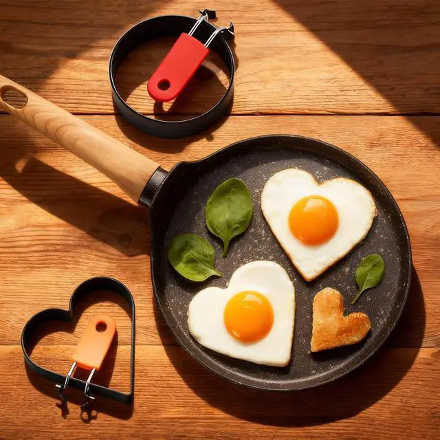 Alt view image 7 of 7 - Egg Rings for Frying Eggs Griddle,Egg Mold for Breakfast Sandwiches Shaper
