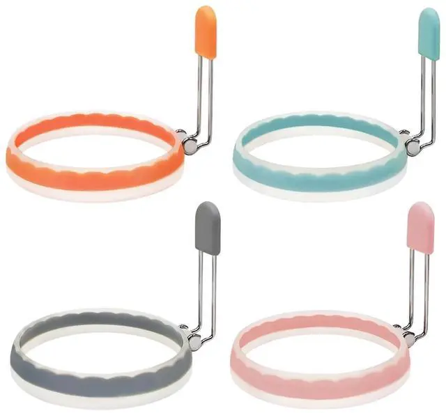 Main image of Silicone Egg Rings, Leak-proof Liquid Egg Ring Mold, Upgraded Nonstick Egg Fryer for Pancake and Breakfast Sandwiches, Multicolor, Set of 4 Pack
