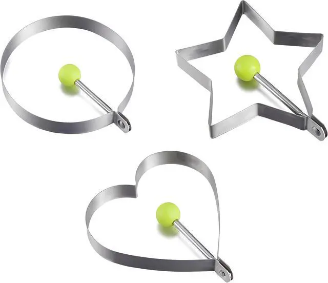 Main image of 3-Piece Stainless Steel Cooking Mold Set - Pancake & Egg Shapers for Frying Pan