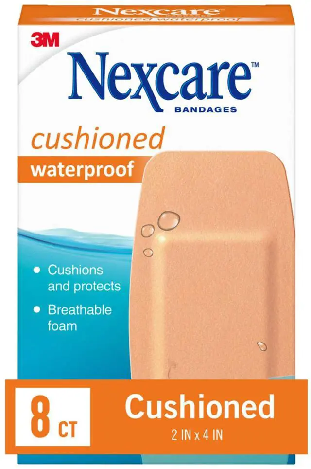 Main image of Waterproof Cushioned Bandages, Knee & Elbow, 2 x 4 in, 8 Count