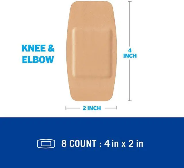 Alt view image 2 of 7 - Waterproof Cushioned Bandages, Knee & Elbow, 2 x 4 in, 20 Count