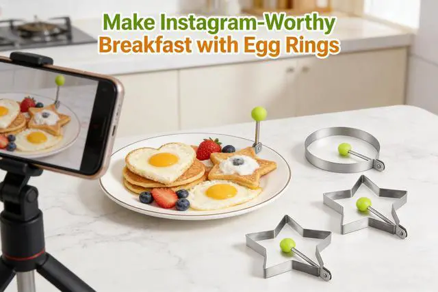 Alt view image 3 of 7 - 3-Piece Stainless Steel Cooking Mold Set - Pancake & Egg Shapers for Frying Pan