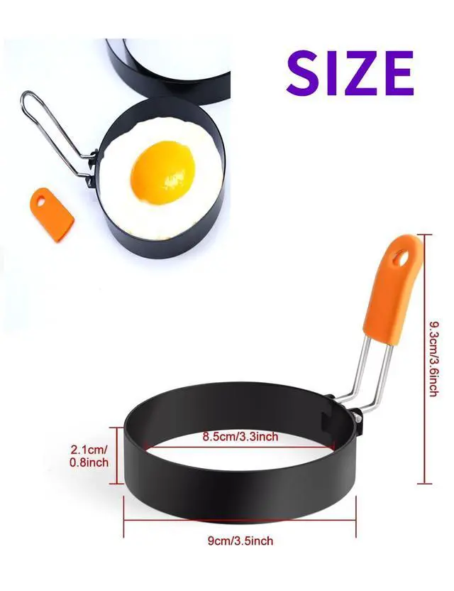 Alt view image 2 of 7 - 2Pcs 3.5 Inch Round Egg Rings For Griddle,Nonstick Stainless Steel