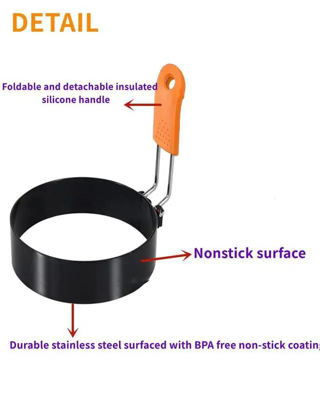 Alt view image 3 of 7 - 2Pcs 3.5 Inch Round Egg Rings For Griddle,Nonstick Stainless Steel