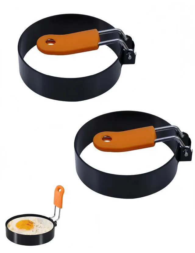 Main image of 2Pcs 3.5 Inch Round Egg Rings For Griddle,Nonstick Stainless Steel