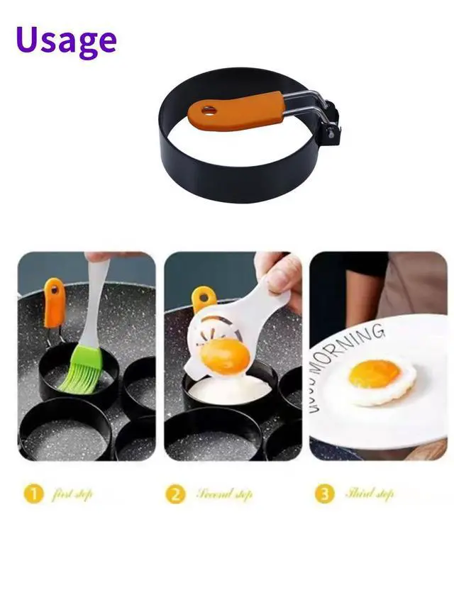 Alt view image 5 of 7 - 2Pcs 3.5 Inch Round Egg Rings For Griddle,Nonstick Stainless Steel