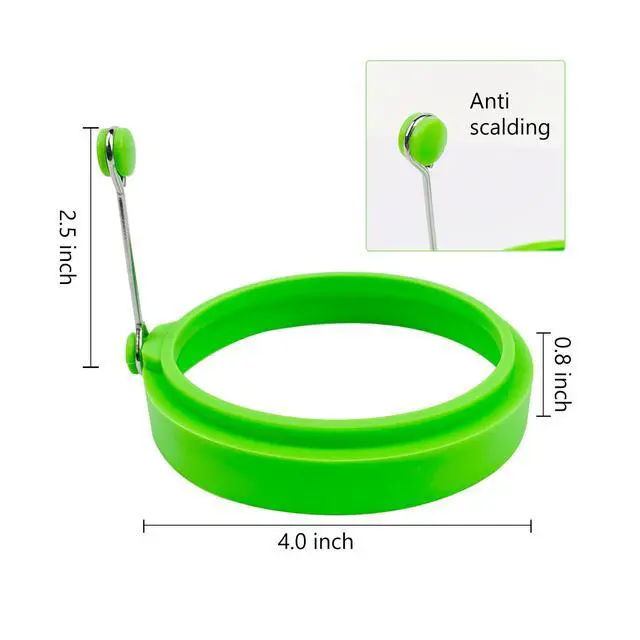 Alt view image 2 of 7 - Egg Ring Set, Silicone Egg Ring Molds, Fried Egg Rings and Non-stick Egg Cooker Ring, Multicolor, 4Pack